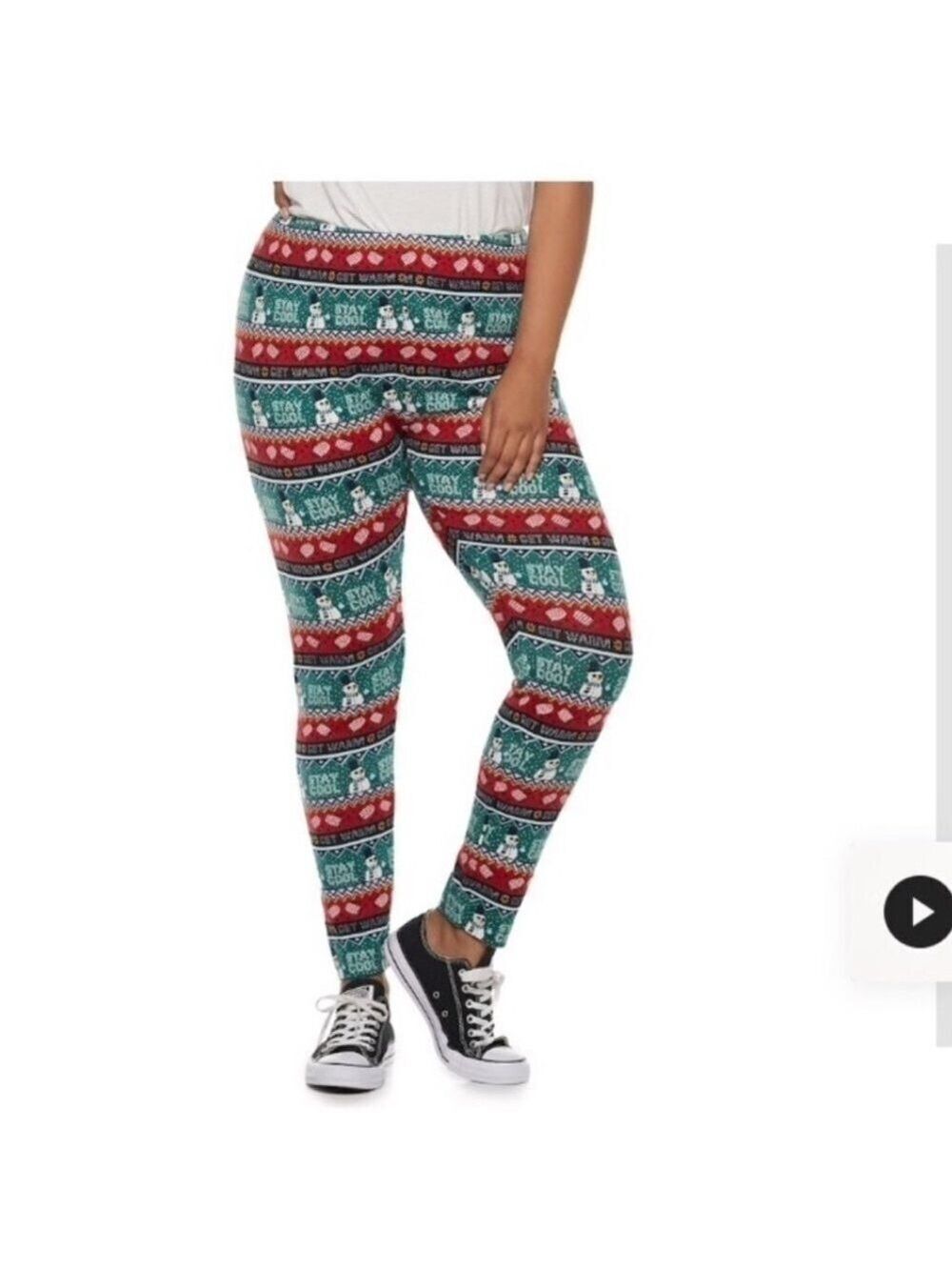SO hatchi fabric holiday theme leggings mid Rise Woman Juniors size 1X